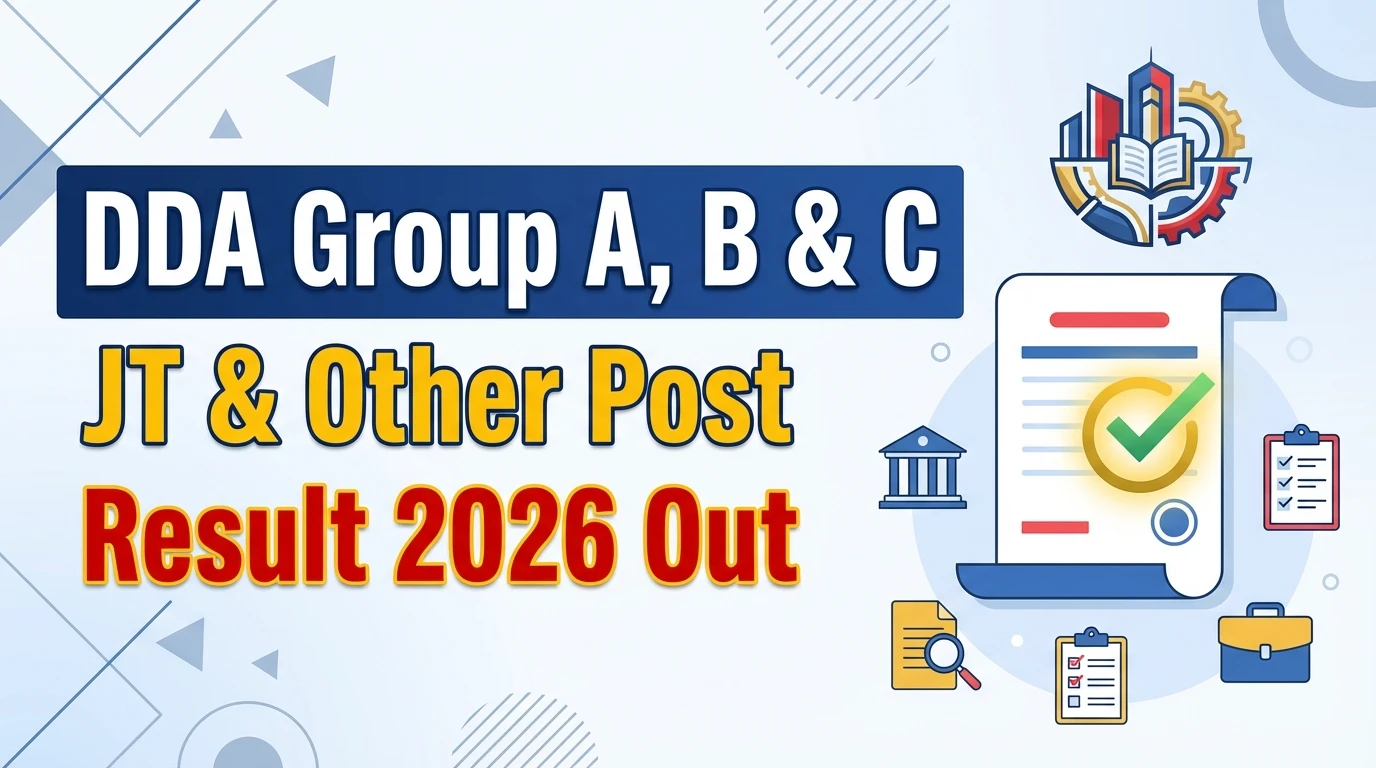 DDA Group A, B & C Various Post 2025 JT & Other Post Result 2026 Out.