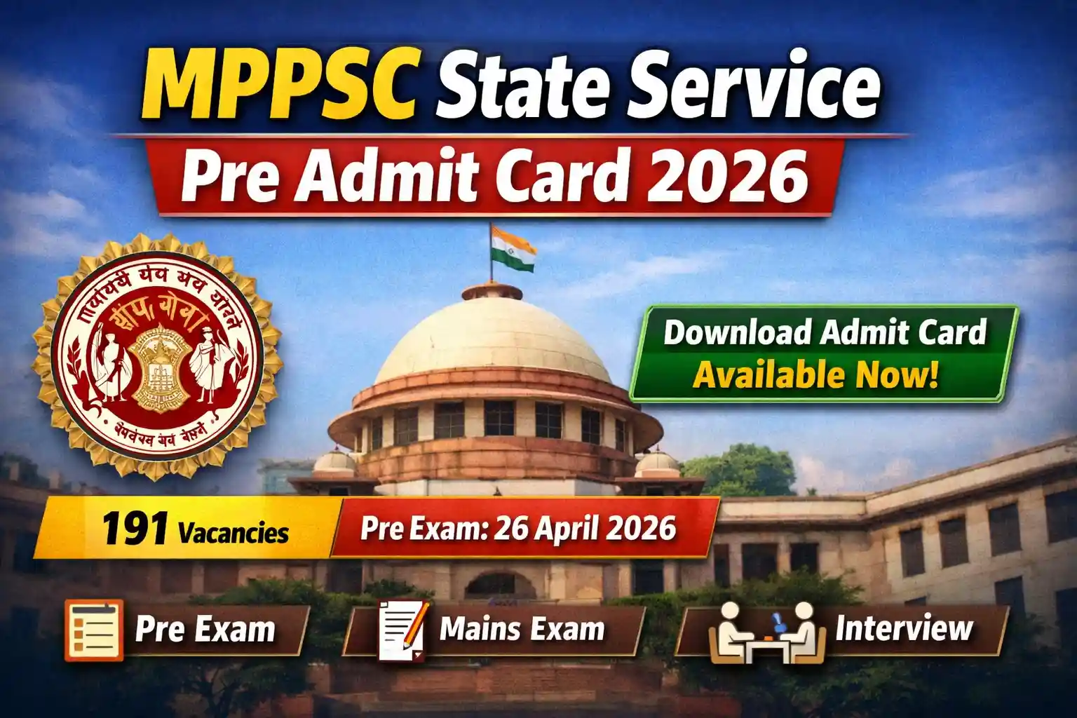 MPPSC State Service Pre Admit Card 2026