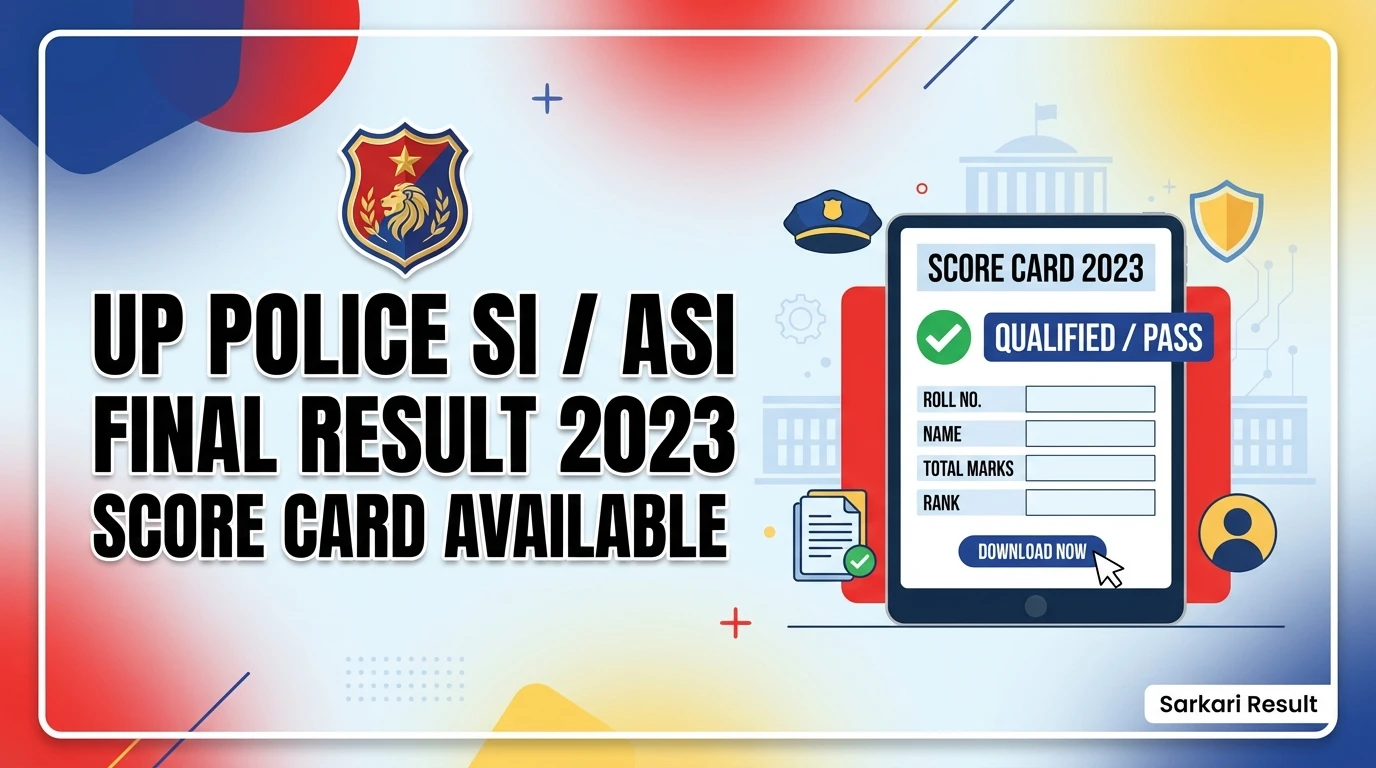 UP Police SI (Confidential) ASI 2023 Final Result Score Card