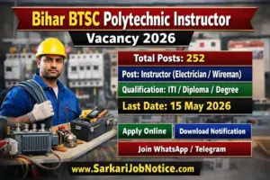 Bihar BTSC Polytechnic Instructor Vacancy Advt No. 232026