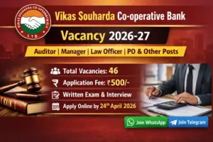Vikas Souharda Co-operative Bank Vacancy 2026-27